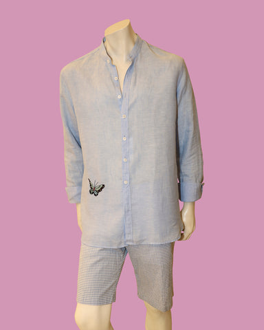 VAN LAACK LINEN SHIRT WITH BUTTERFLY EMBROIDERY